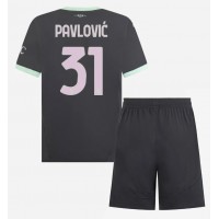 Camiseta AC Milan Strahinja Pavlovic #31 Tercera Equipación para niños 2024-25 manga corta (+ pantalones cortos)